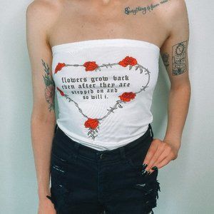 Flowers Grow Back...White Tube Top